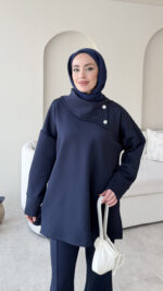 Kasi Şal Yaka Scuba Takım - Lacivert - Görsel 4