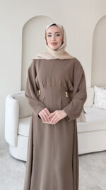 Meyla Gold Detaylı Elbise – Vizon - Görsel 4