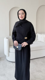 Sare Pileli Elbise - Siyah - Görsel 3