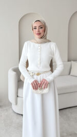 Vento Triko Kazak - Beyaz - Görsel 2