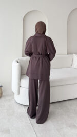 Pena İşlemeli Oyşo Takım - Kahverengi - Görsel 3