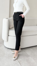 Visa Kemerli Pantalon - Siyah - Görsel 3