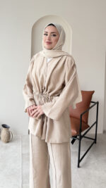 Yakamoz Taşlı Takım - Bej - Görsel 5