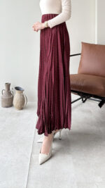 Taşlı Etek - Bordo - Görsel 4