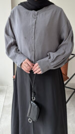 Mini Tensel Gömlek - Antrasit - Görsel 6