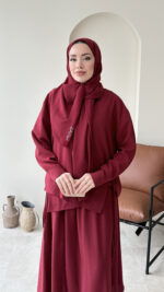 Kimono Etek Takım - Bordo - Görsel 4