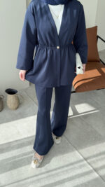 Perla Düğmeli Scuba Takım - Lacivert - Görsel 6