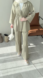 Perla Düğmeli Scuba Takım - Yeşil - Görsel 7