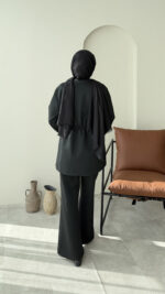 Perla Düğmeli Scuba Takım - Siyah - Görsel 3