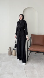 Luvi Düğmeli Oyşo Takım - Siyah