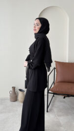 Luvi Düğmeli Oyşo Takım - Siyah - Görsel 4