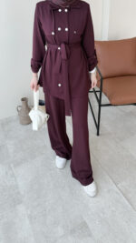 Luvi Düğmeli Oyşo Takım - Bordo - Görsel 6