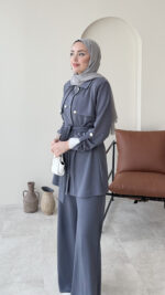 Luvi Düğmeli Oyşo Takım - Antrasit - Görsel 5