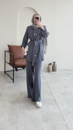 Luvi Düğmeli Oyşo Takım - Antrasit - Görsel 8