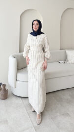 Keten Bağlamalı Elbise - Lacivert - Görsel 2