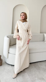 Keten Bağlamalı Elbise - Camel