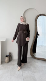 Tina Kemerli Takım - Kahverengi