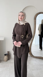 Tina Kemerli Takım - Kahverengi - Görsel 4