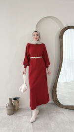 Triko Elbise - Bordo