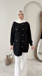 Detaylı Kazak - Siyah