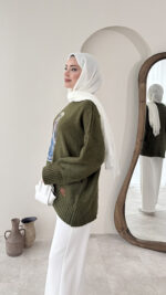 Muadil Triko Kazak - Yeşil - Görsel 3