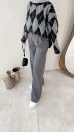 Baklava Desen Triko Kazak – Siyah&Gri - Görsel 6