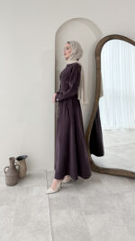 Rona Premium Elbise - Mürdüm - Görsel 2