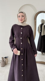 Rona Premium Elbise - Mürdüm - Görsel 4