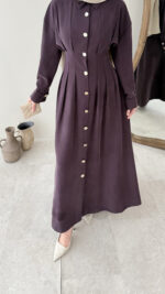 Rona Premium Elbise - Mürdüm - Görsel 5