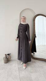 Rona Premium Elbise - Acı Kahve