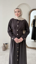 Rona Premium Elbise - Acı Kahve - Görsel 4