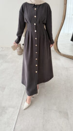 Rona Premium Elbise - Acı Kahve - Görsel 5