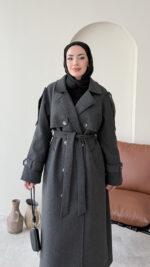 Bera Premium Kaşe Kaban - Antrasit - Görsel 4