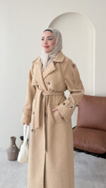 Bera Premium Kaşe Kaban – Camel - Görsel 5