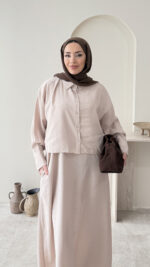 Tensel Gömlekli Elbise - Taş - Görsel 4