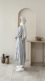 Uzun Çizgili Tunik - Siyah - Görsel 2