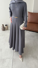 Liora Pensli Scuba Elbise - Antrasit - Görsel 6