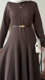 Liora Pensli Scuba Elbise - Acı Kahve - Görsel 6