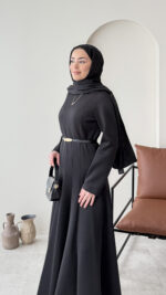 Liora Pensli Scuba Elbise - Siyah - Görsel 5