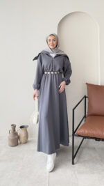 Elen Zincirli Scuba Elbise - Antrasit - Görsel 2