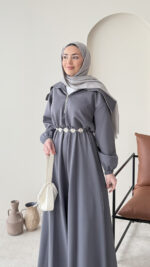 Elen Zincirli Scuba Elbise - Antrasit - Görsel 5