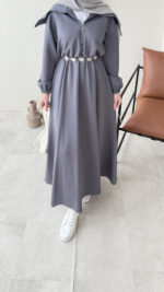 Elen Zincirli Scuba Elbise - Antrasit - Görsel 6