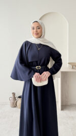 Mera Pelerin Scuba Elbise - Lacivert - Görsel 4