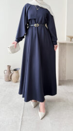 Mera Pelerin Scuba Elbise - Lacivert - Görsel 6