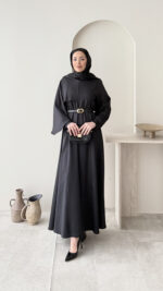 Mera Pelerin Scuba Elbise - Siyah