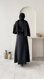 Mera Pelerin Scuba Elbise - Siyah - Görsel 3