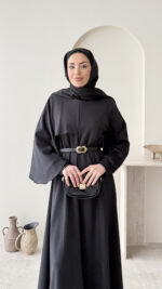 Mera Pelerin Scuba Elbise - Siyah - Görsel 4