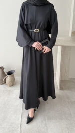 Mera Pelerin Scuba Elbise - Siyah - Görsel 6