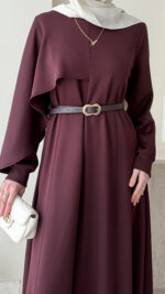 Mera Pelerin Scuba Elbise - Bordo - Görsel 5