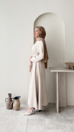 Mera Pelerin Scuba Elbise - Taş - Görsel 2